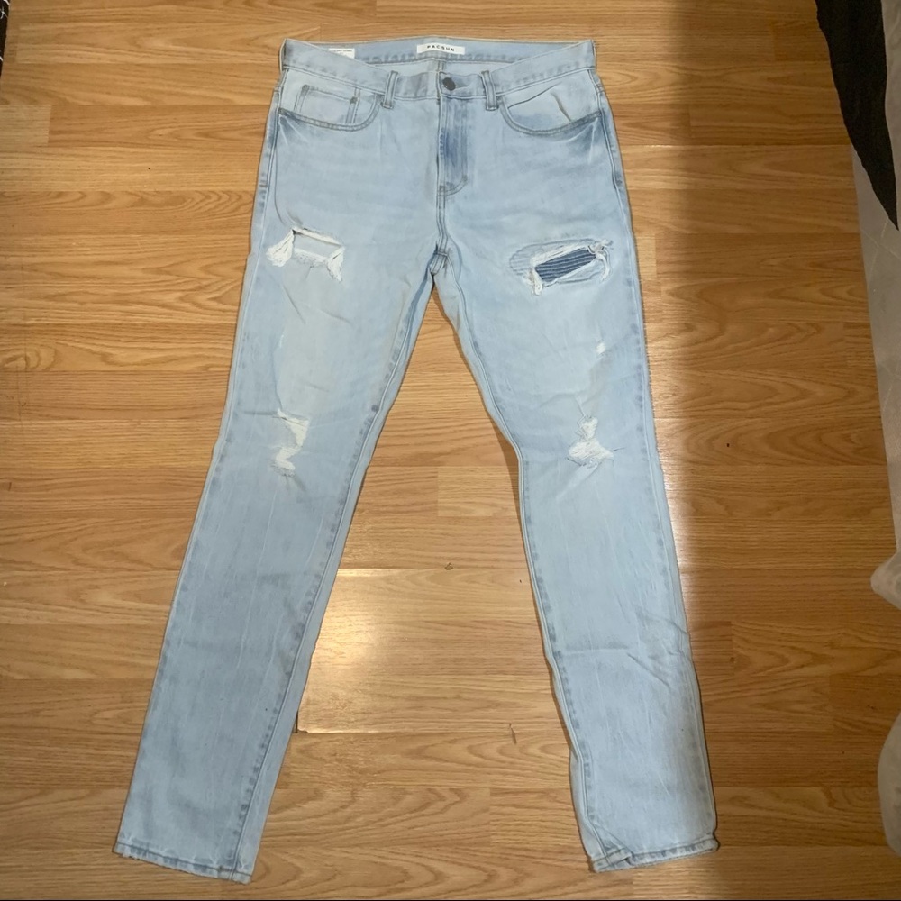 Mens PacSun Stacked Skinny Jeans Distressed 32x32